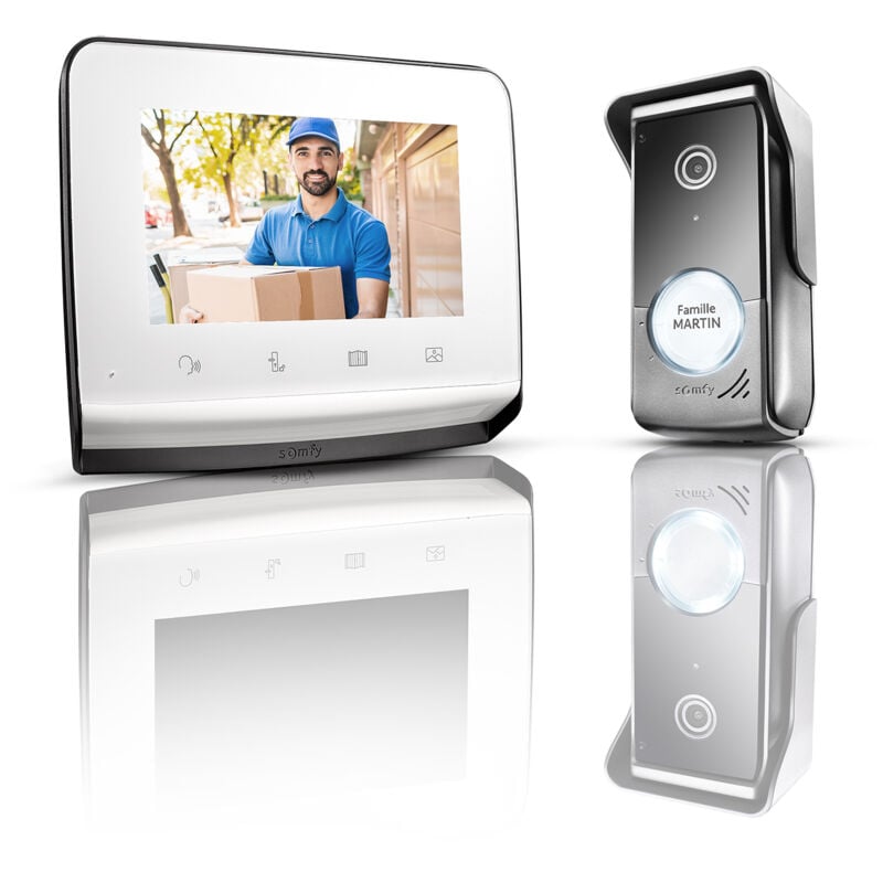 SOMFY 1870996 - Visiophone V350 - Ecran 7 pouces - Vision nocturne - Caméra grand angle - Mémoire d'images - Pour contrôler jusqu'à 5 équipements