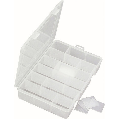 VISO  Sortimentskasten (L x B x H) 280 x 200 x 50 mm Anzahl Fächer: 18 variable Unterteilung  Inhalt