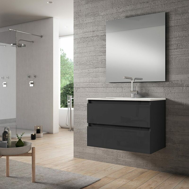 

BOX Conjunto Mueble Suspendido 2 Cajones Gris Brillo - Medida: 60 CMS - Visobath