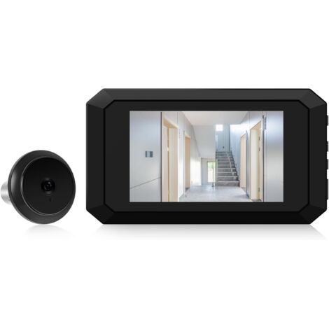 Visor digital de puerta de mirilla, monitor LCD de 3.9 pulgadas con kit de cámara de 1080P 2MP, ángulo de visión amplio de 120°, visión nocturna a color, batería integrada de 1400 mAh,