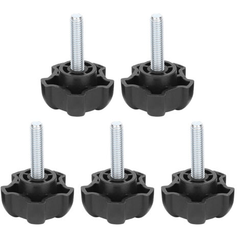 Vissage à main plastique ABS ergonomique, modèle M6 25mm, tête étoile 5 branches, 5 unités - Poignée pratique pour fixation facile, durable et polyvalente