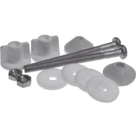 Visserie pour fixation réservoir cuvette WC – Joints coniques pour étanchéité – Vis M6 80mm diamètre 6mm – Compatible mécanismes SIAMP