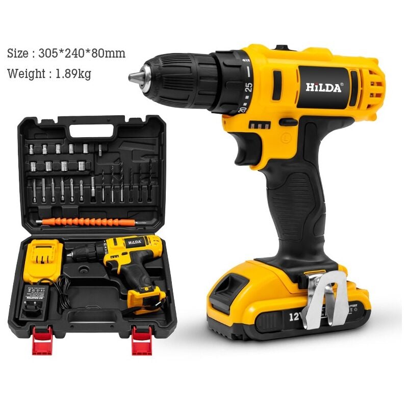 Visseuse à batterie 21 v, 2 vitesses, perceuse à piles, , 24 accessoires inclus