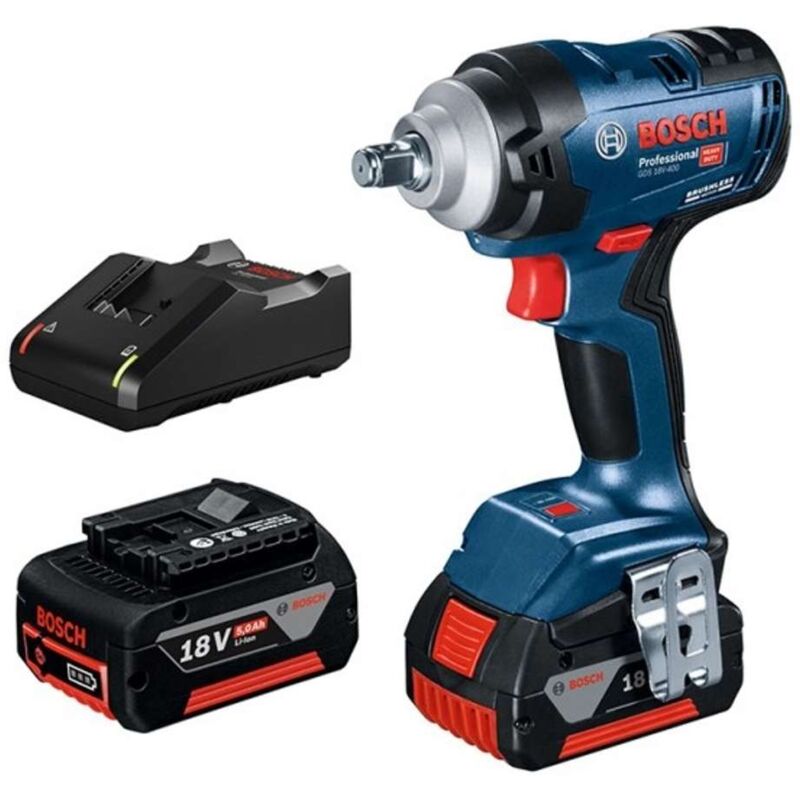 Outillage - Clé à chocs sans fil 18 v, 2 batteries 5,0 Ah, chargeur 06019K0020 - Bosch