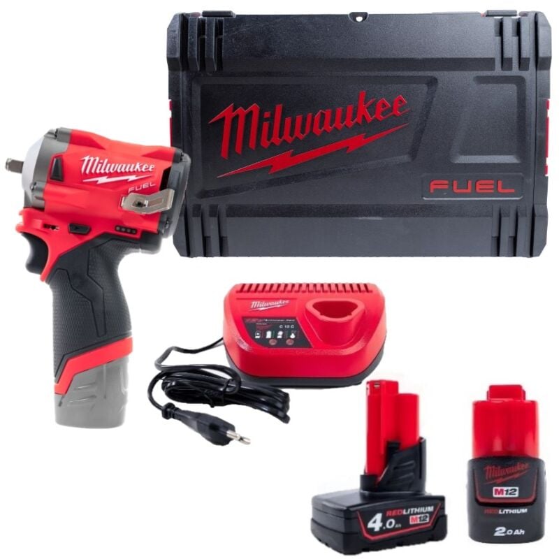 Milwaukee - M12FIW38-422X Boulonneuse à chocs 12V 3/8 339Nm (1×4,0Ah + 1×2,0Ah)