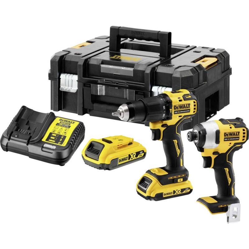 DCK2062D2T-QW Jeu d'outils Perceuse-visseuse à percussion sans fil, Clé à chocs sans fil, Batterie, Chargeur san - Dewalt