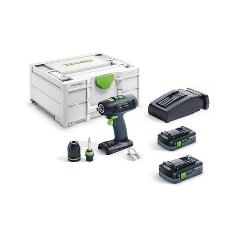 Perceuse-visseuse sans fil t 18+3 hpc 4,0 I-Plus Festool avec 2 batteries 18V 4.0Ah - chargeur - systainer - 576446
