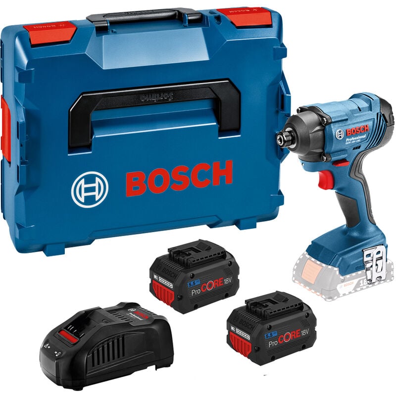 Bosch - Visseuse à chocs 18V gdr 18V-160 + 2 batteries ProCORE 5,5 Ah + chargeur + coffret l-boxx 06019G5106 - Noir