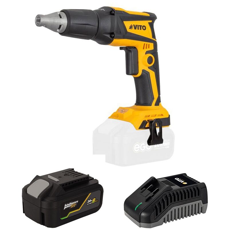Visseuse plaque de plâtre 20V + Batterie lithium 4Ah Moteur Brushless Chargeur Rapide Vito
