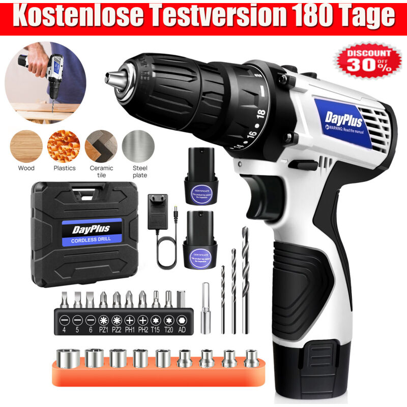 Visseuse sans fil 2 vitesses 16V 2x Li-Ion Perceuse-visseuse dans un coffret 23pcs