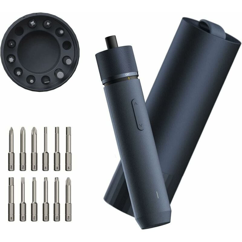 Visseuse sans Fil 3,6V, Tournevis Electrique 4N.m, 12 Embouts en Acier S2, Conception Tout-en-un, Charge Type c, Lumière led sans Ombre, 3 Réglages
