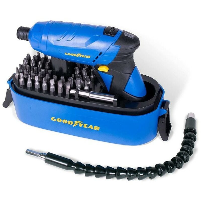 Visseuse à Batterie 3.6V + Embout articulé + Coffret 52 Accessoires Goodyear