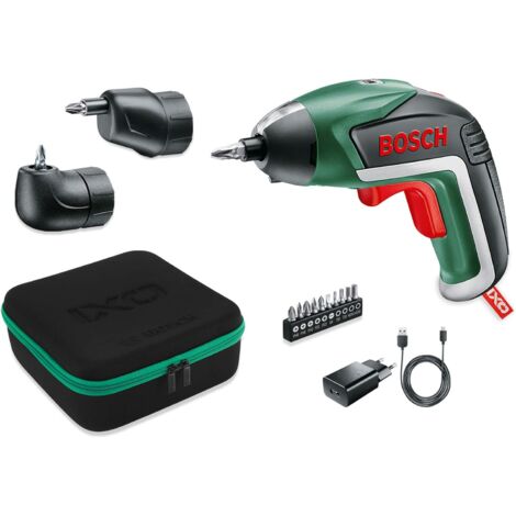 Visseuse sans fil Bosch - IXO Edition Set (Livré avec renvoi d'angle et mandrin excentré, 10 embouts de vissage, Chargeur USB, boite en mousse, Batterie intégrée 3,6 V- 1,5Ah)