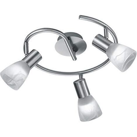 VISTO PLAFONIERA 3 SPOTS METALLO ACCIAIOCON VETRI ALABASTRO D. 30CM. incl. 3x E14 LED, 3,5W · 3x 320lm, 3000K