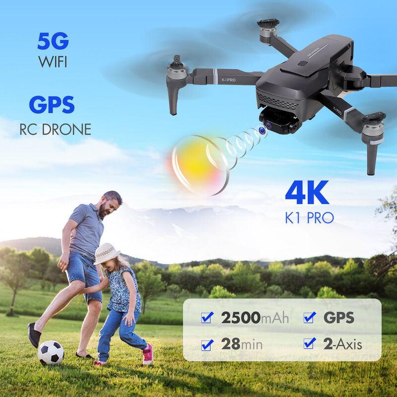 

Visuo - K1 PRO GPS RC Drone con camara 4K 2 ejes Gimbal Motor sin escobillas 5G Wifi FPV Quadcopter Punto de interes Modo de seguimiento 600 m