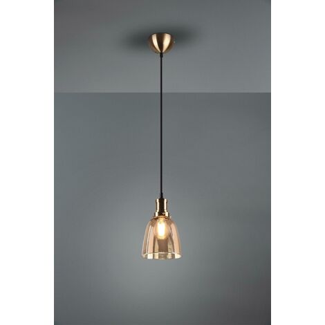 TRIO LIGHTING Lampada Sospensione Interno Cupola Ambra Ottone Anticato E27 Vita GD Trio