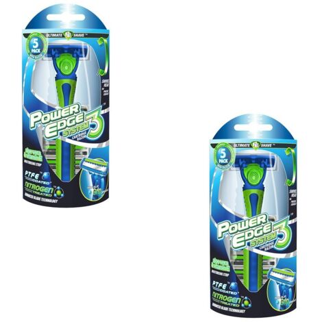 VITAEASY - Rasoir 3 lames tête pivotante 5 rechanges plastique 14 cm - Lot de 2