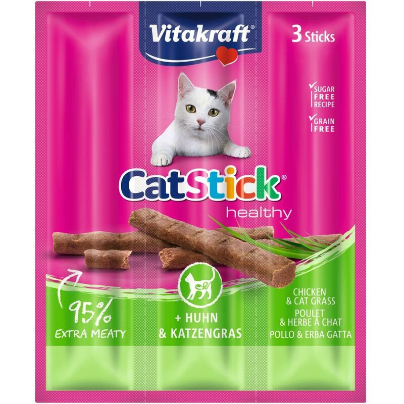 

Cat Stick@ mini, pollo con hierba gatera 18 gr. 3 uds snack para gatos - Vitakraft