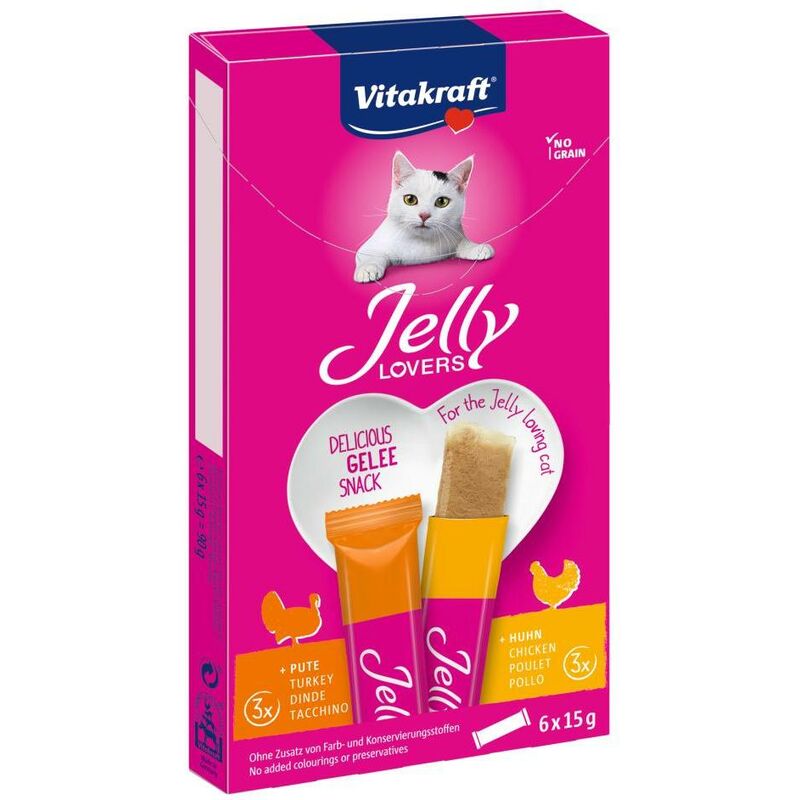 

Jelly Lovers Pollo/Pavo 6x15g snack para gatos - Vitakraft