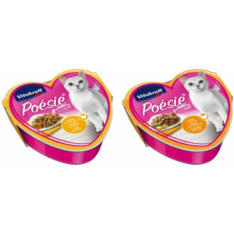 Vitakraft Katzenfutter Poesie - 15x Huhn und Gartengemüse + 15x Pute in Käsesauce