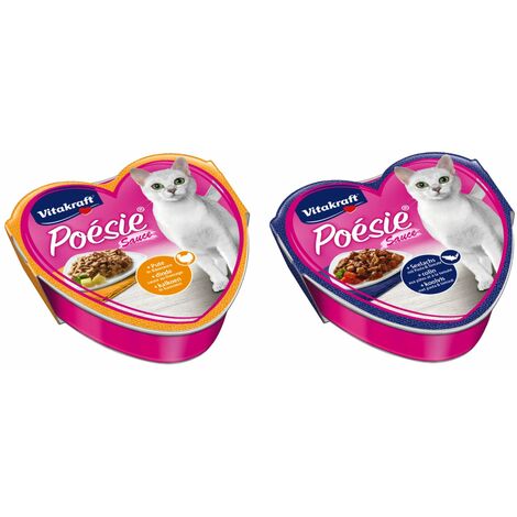 Vitakraft Katzenfutter Poesie - 15x Pute in Käsesauce + 15x Seelaachs mit Pasta und Tomate