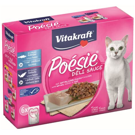 Vitakraft Katzenfutter Poesie DeliSauce, Multipack Fisch - 6 Beutel