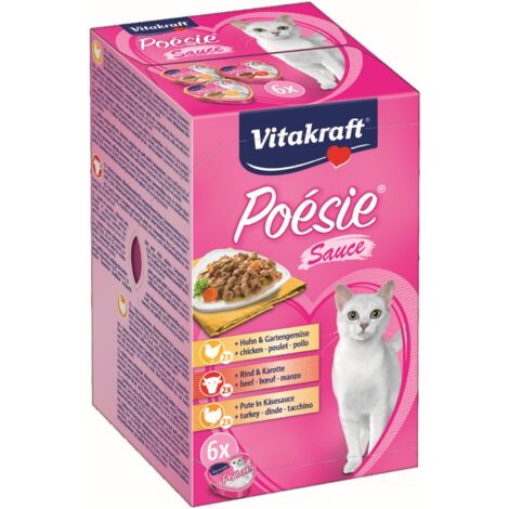 Vitakraft Katzenfutter Poesie Sauce, Multipack - 8x 6 Schalen
