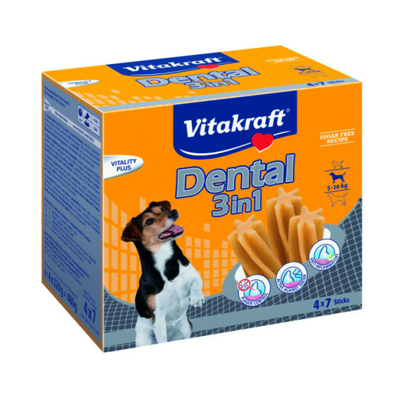 Sticks dentaires pour chiens de 4 à 10 kg Multipack Dental 3 en 1 - lot de 4 * 7 sticks