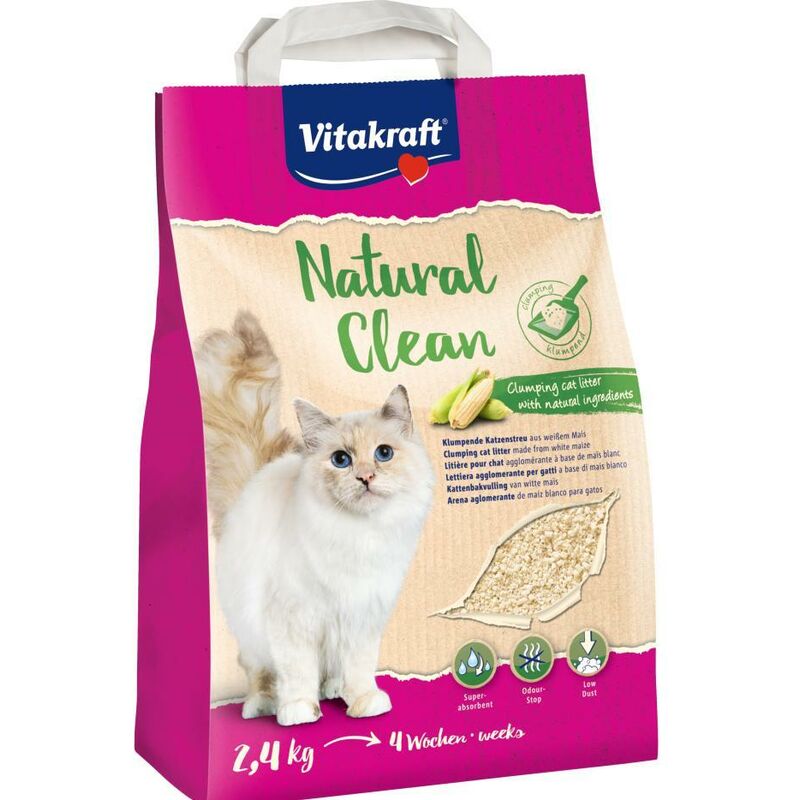 

Natural Clean cat litter 2,4 Kg arena aglomerante para gatos a base de maiz - Vitakraft