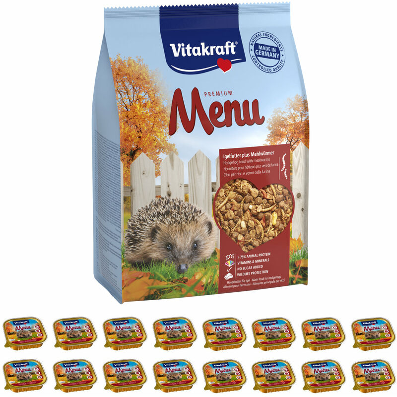 Vitakraft - Nourriture pour hérisson - 2,5 kg & 16x 100 g nourriture humide