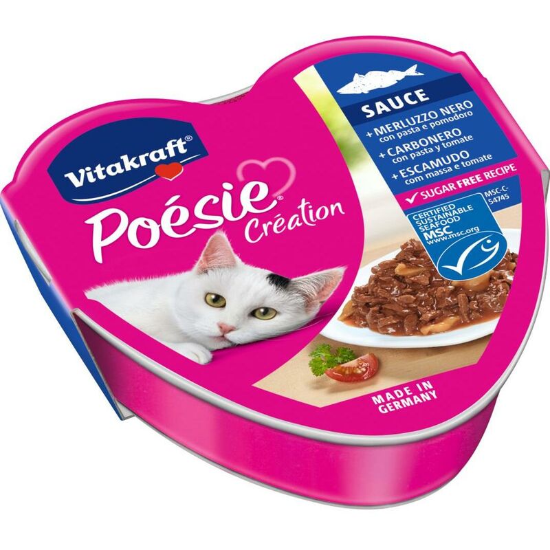 

Vitakraft Latita Poésie salsa con pescado con pasta y tomate 85 gr comida húmeda gato