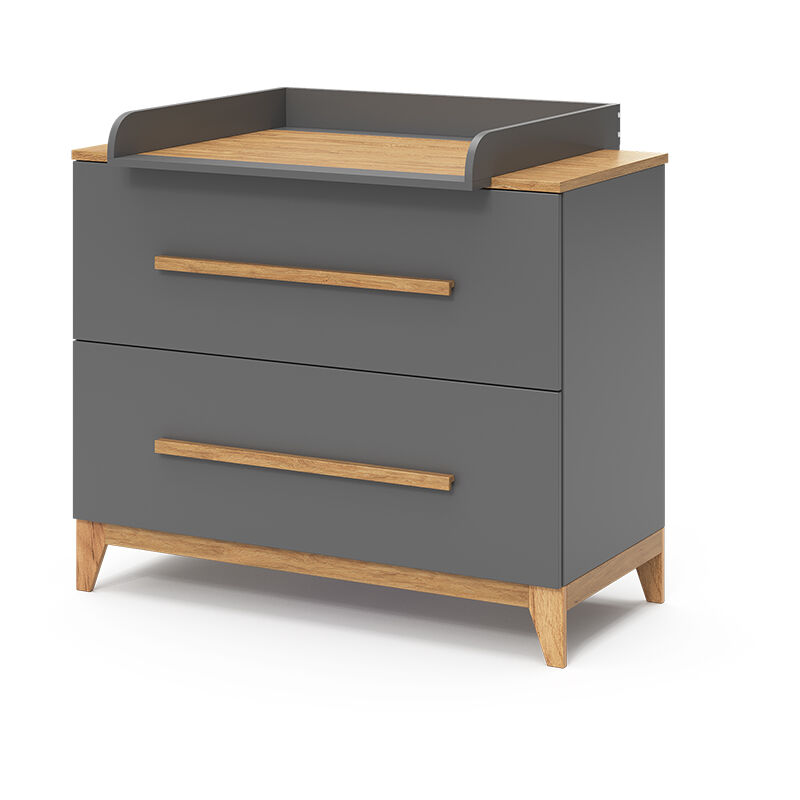 Vitalispa - Commode à langer Malia, Gris, 108 x 98 cm avec 2 tiroirs
