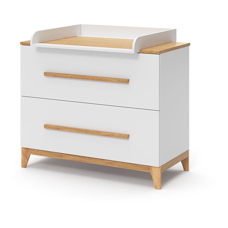 Commode à langer Malia, Blanc, 108 x 98 cm avec 2 tiroirs Vitalispa