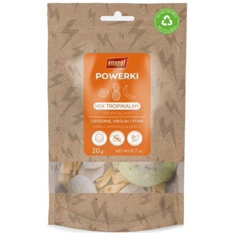 Vitapol  Powerki  Frutas y verduras liofilizadas para roedores, conejos y aves exóticas - Mezcla tropical 20 g