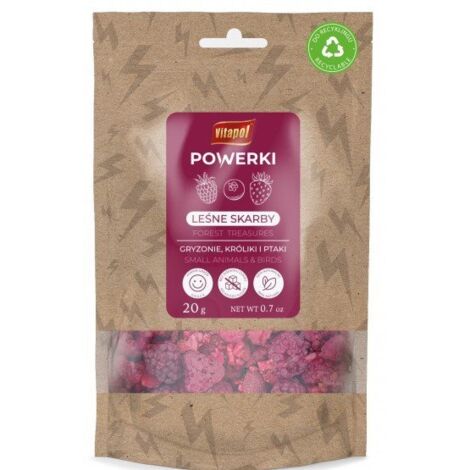Vitapol  Powerki  Frutas y verduras liofilizadas para roedores, conejos y aves exóticas - Tesoros del bosque 20 g