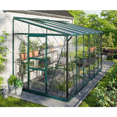 Vitavia Anlehn-Gewächshaus "Ida 7800", smaragd grün, 7,8 m², 3 mm ESG/6 mm HKP
