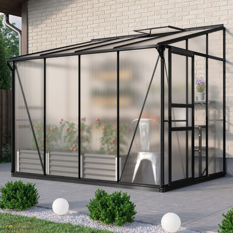 Vitavia Anlehn-Gewächshaus "Osiris 5200", schwarz, 5,2 m², 6 mm HKP