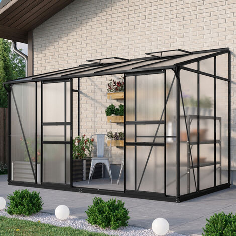 Vitavia Anlehn-Gewächshaus "Osiris 6500", schwarz, 6,5 m², 6 mm HKP