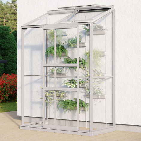 Vitavia Anlehn-Gewächshaus "Styx 900", aluminium eloxiert, 0,9 m², 3 mm ESG