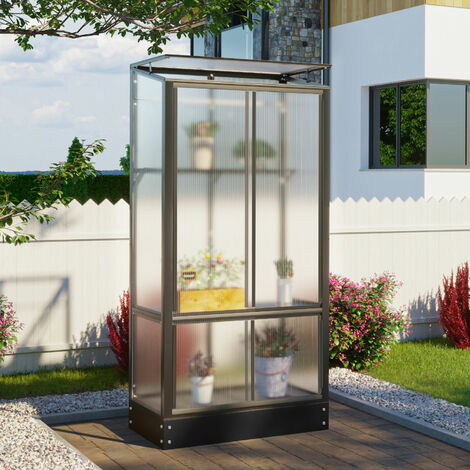 Vitavia Balkon- und Anlehn-Gewächshaus "Stad", schwarz, 4 mm HKP mit Stahlfundament