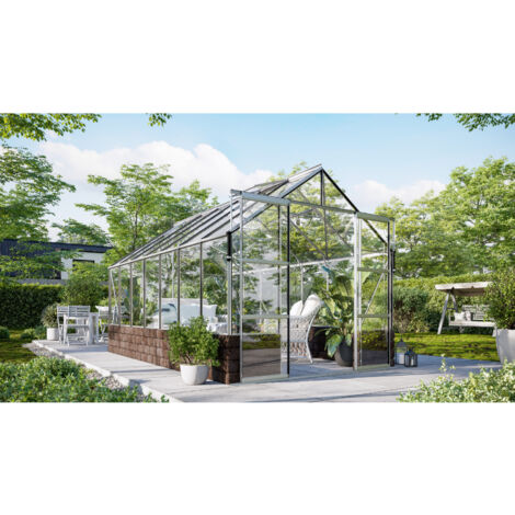 Vitavia Gewächshaus "Cassandra 11500", aluminium eloxiert, 11,5 m², mit Sockelmauer in herbstlaub, 3 mm ESG