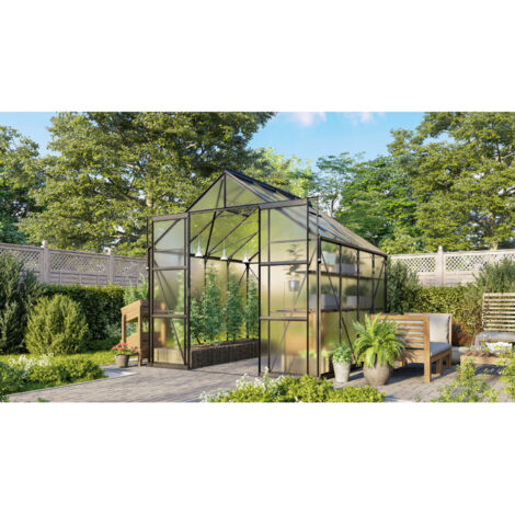 Vitavia Gewächshaus "Jamaika" inkl. Ready2Grow Zubehör-Set, schwarz, 6,7 m², 6 mm HKP