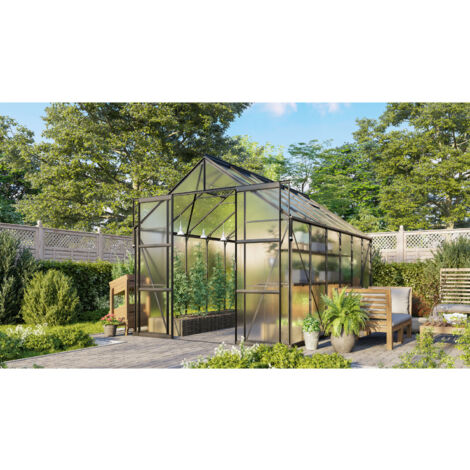 Vitavia Gewächshaus "Jamaika" inkl. Ready2Grow Zubehör-Set, schwarz, 9,9 m², 6 mm HKP