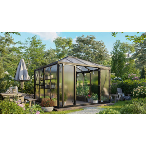 Vitavia Gewächshaus "Kingston" inkl. Ready2Grow Zubehör-Set, schwarz, 10,2 m², 10 mm HKP