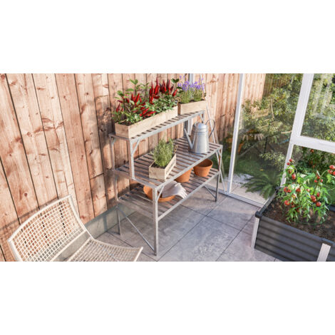 Vitavia Pflanztisch (2 Ebenen) für Gewächshäuser aluminium eloxiert 120 x 52 x 76 cm