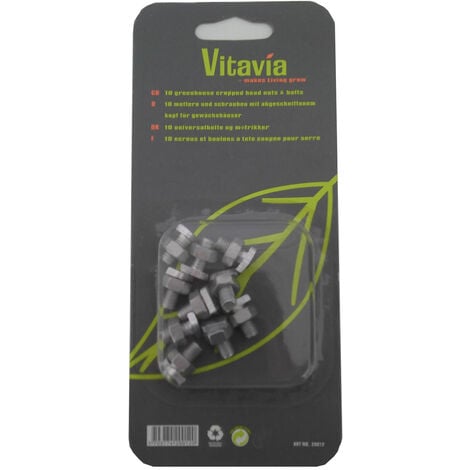 Vitavia Universalschrauben-Set mit Muttern, Alu, Hammerkopf, zum Nachrüsten von Vitavia Gewächshäusern