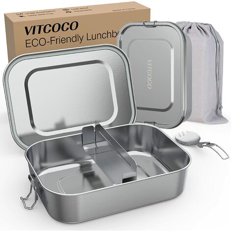 VITCOCO Lunch Box Bento Lunch Box INOX Leakproof 1200ml Lunch Box Enfant avec Compartiment - sans BPA - Lunch Box pour Pique-Nique École Travail