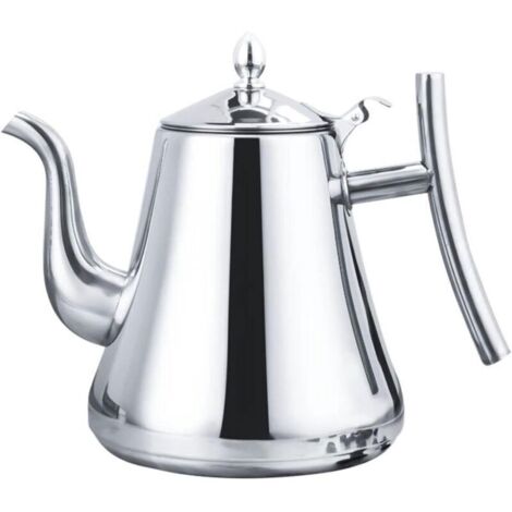 Vitdipy - Théière - 2 litres - Avec filtre - Théière à double paroi - Théière en acier inoxydable - Cafetière - Théière pour plaque de cuisson - Finition miroir - Argent