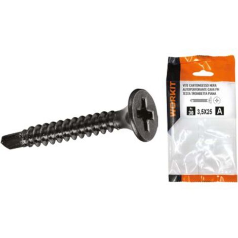 VITE CARTONGESSO AUTOPERFORANTE TTP SELF WORKIT - FOSFATATA NERA CAVA PH MM 3,5X25 CF=PZ 30 - 5 confezione