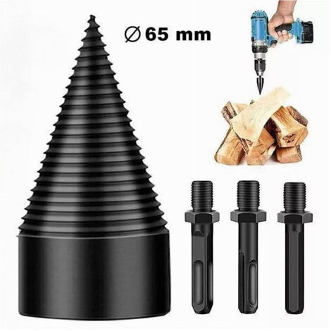 Vite Conica Spaccalegna 65 Mm Fresa Legno Punta Per Trapano Con 3 Attacchi 07518